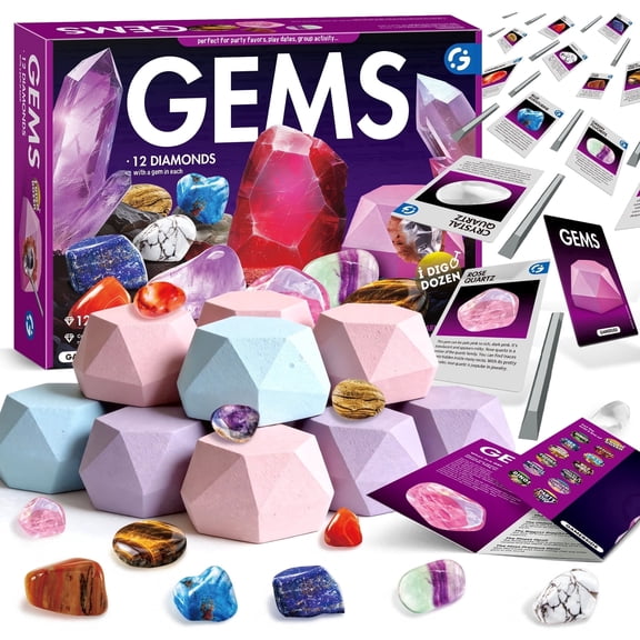 Piano Potato Gemstone Dig Kit, Dig Up 12 Real Rocks and Minerals, Gem Digging Kits, Toy Geology Archaeology Excavation Kits for Kids Age 6-12