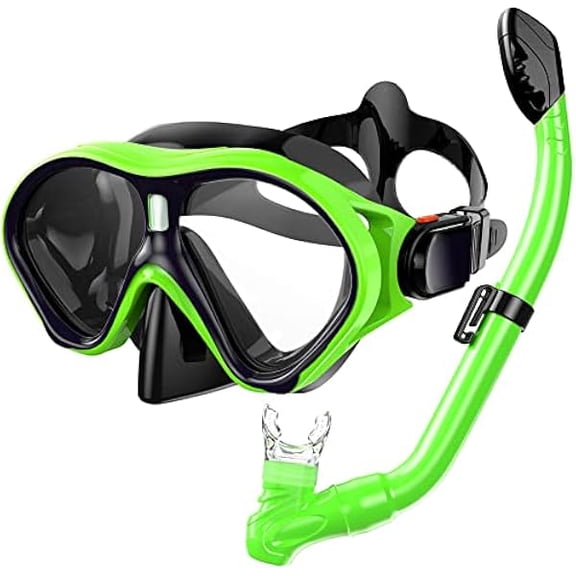 Kids Snorkel Set, Diving Mask for Children as Unisex Kids Swimming Goggles, Anti-Fog Diving Mask and Dry Top Snorkel Combo Set for Junior and Youth