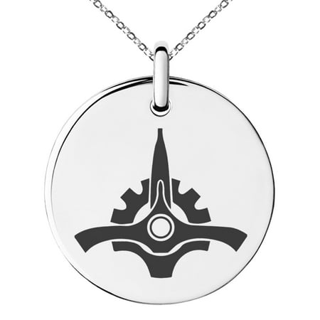- Stainless Steel Star Wars Galactic Senate Symbol Engraved Small Medallion Circle Charm Pendant Necklace
