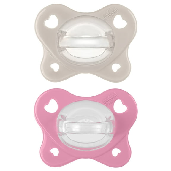 Chicco PhysioForma Dual Soft Pacifier Grey/Dusty Rose 6-16m 2pk, New