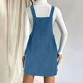 thumbnail image 5 of Fartey Women's Corduroy Overall Bib Dress with Pockets Summer Solid Color Sleeveless Jumpsuit Casual Loose Pinafore Suspender Mini Dresses Blue S-XL, 5 of 7