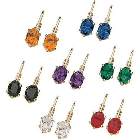 Multicolor Austrian Crystal 14kt Gold-Plated Euroback Earrings, 7 Pairs