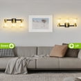 thumbnail image 2 of Vanity Lights Black Gold Bathroom Light Fixtures Over Mirror, 3 Light Vanity Lighting Fixtures, Mid Century Modern Wall Sconce with Clear Glass Shades for Farmhouse Bedroom, 2 of 7