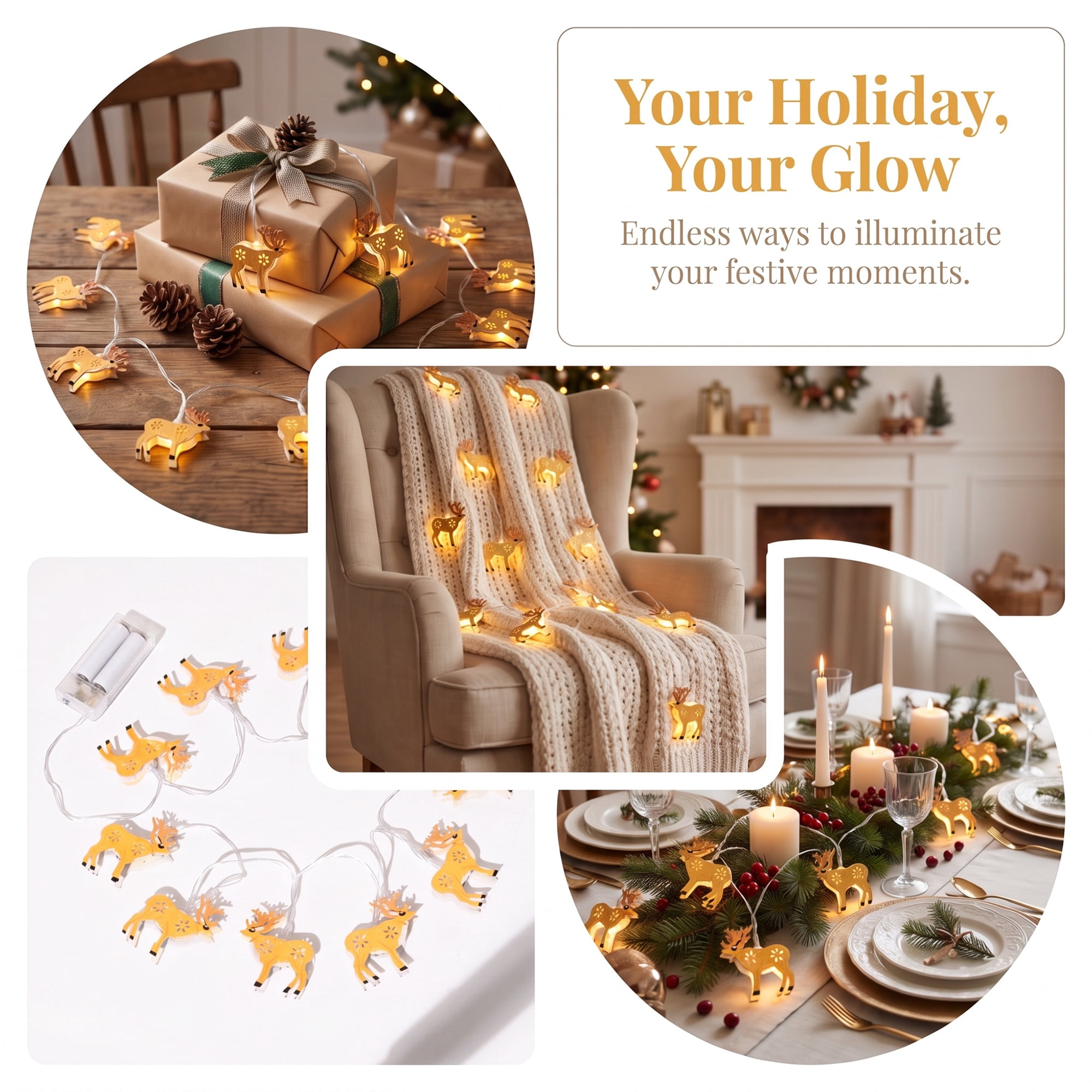 Unique Bargains Figurine Indoor Holiday Fairy Lamps 4.9 ft Deer Battery Operated