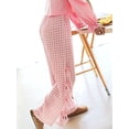 thumbnail image 6 of Womens Gingham Plaid Wide Leg Pants Y2k Lounge Pants Lace Up Loose Trousers Pink L, 6 of 9