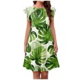 thumbnail image 4 of SMihono Robe d'Été Grande Taille pour Femmes 2023 Mode Vacances d'Été Imprimée Col Rond Manches Courtes Fête Plage Robe Ample, 4 of 9