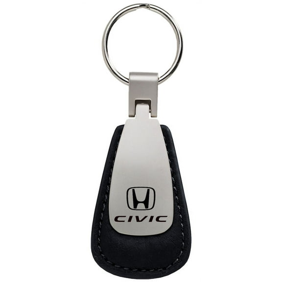 Honda Civic Leather Teardrop Key Chain (Black)