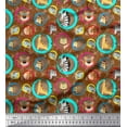 thumbnail image 1 of Soimoi Rayon Fabric Leaves,Circle & Cute Animals Cartoon Print Fabric by The Yard 42 Inch Wide, 1 of 1