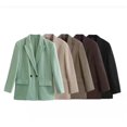 thumbnail image 2 of Spring New Women's Loose Double-Breasted Multi-Color Suit Jacket-Brown-S, 2 of 5
