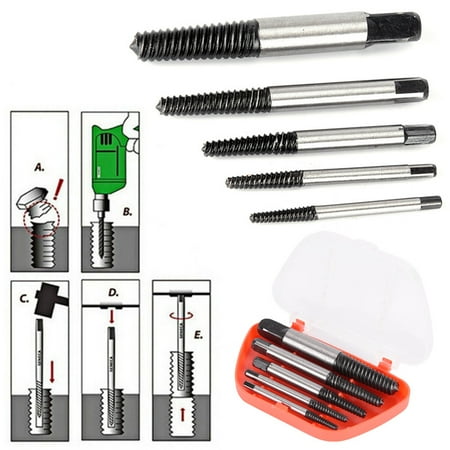 

5PCS Screw Extractor Drill Bits Guide Broken Damaged Bolt Remover Repair Tools