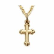 10K Gold Filled cross crucifix Pendant in a Budded Design Baptism Gifts Comes with a 13'' Chain Necklace in a deluxe velvet box