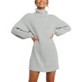 thumbnail image 1 of Suéter largo de cuello alto para mujer, vestido de suéter de otoño e invierno de Europa y Estados Unidos, 1 of 6
