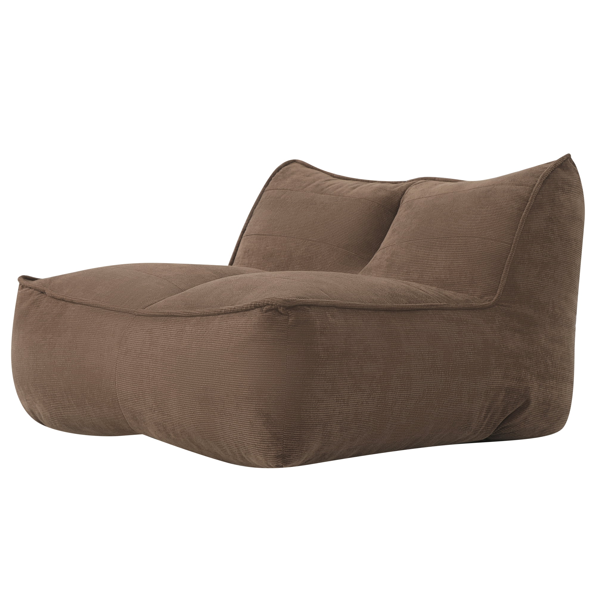 Leumius Cozy Fluffy Cloud Lazy Sofa, 2-Seater Corduroy Bean Bag Lounge Chair, Lightweight Single-Seat Couch for Living Room, Bedroom, Dorm Room, Office & Small Spaces,Brown