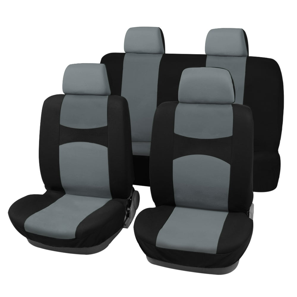 Car Seat Covers Full Set for Auto with Headrests Gray Black Walmart