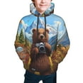 Zufioo Snowy Mountain Photography Bear Design Hoodies For Boys and
