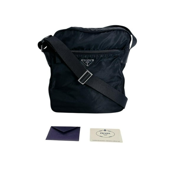Pre-Owned Prada PRADA Shoulder Bag, Crossbody Triangle Logo, Nylon, Black, BT0168 (Fair)
