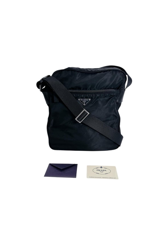 Pre-Owned Prada PRADA Shoulder Bag, Crossbody Triangle Logo, Nylon, Black, BT0168 (Fair)
