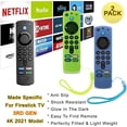 thumbnail image 4 of RGHJAR-Firestick Remote Cover Case Compatible with 3rd Gen 2 Pack Fire TV Stick 2021 4K Alexa Voice Remote Control Glow in The Dark Non Slip Silicone Protective Shock Resistant Sleeve with Lanyard, 4 of 4