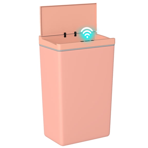 BestOffice 13 gallon Automatic Plastic Trash Can with Lid, Touch Free with Motion Sensor for Indoor Use(Pink)