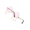 thumbnail image 1 of Vogacara Gafas de sol creativas hermosas Retro para mujer, gafas para fiesta de baile, marco de Metal, peso ligero a la moda para mujer Cuidado del cabello Rosado Vogacara CE011646-06, 1 of 6