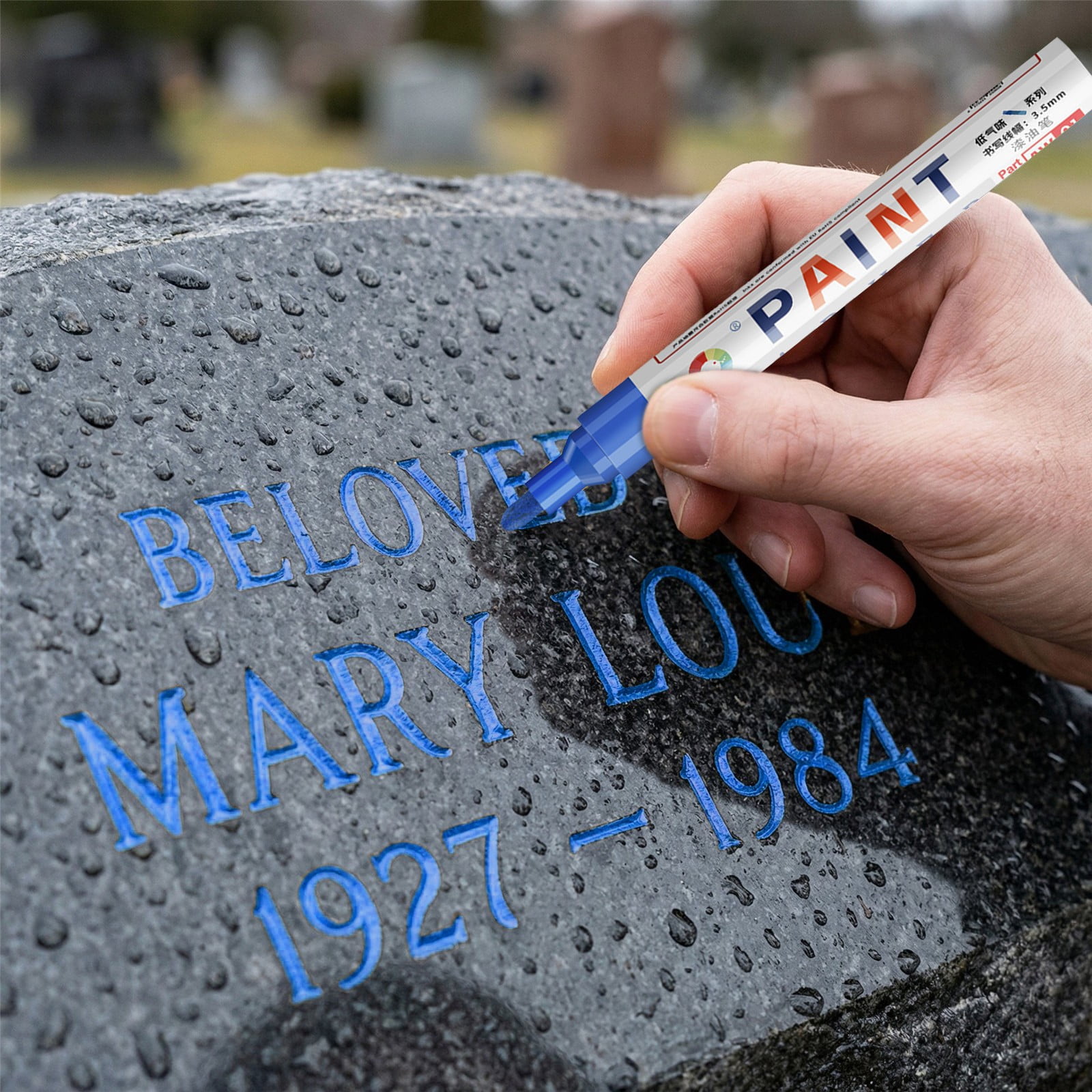 Restoration Paint Marker for Stone And Ceramic, Oil-Based Gold Paint Pen for Weather-Resistant Inscriptions, User-Friendly for Family Memorial Upkeep, 1 Pen