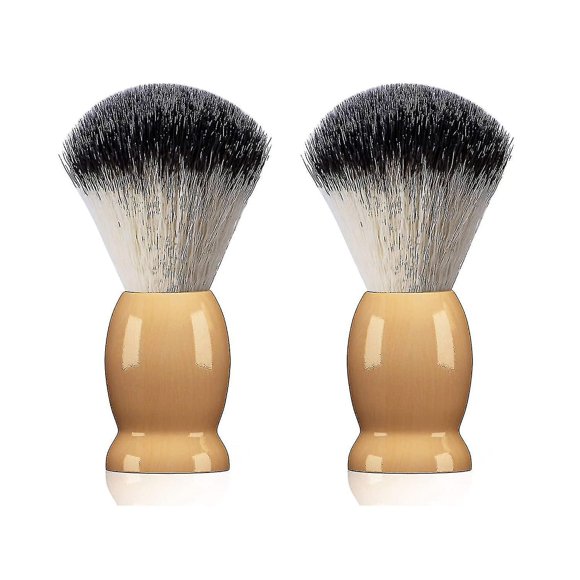 Mens Shaving Brush Hardwood Handle Luxury Professional Hairdressing Tools 2 Pack Yl