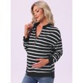 thumbnail image 5 of DARING DIVA Women's Maternity Mock Neck Long Sleeve Half Zip Sweatshirt 2XL White Stripe, 5 of 8