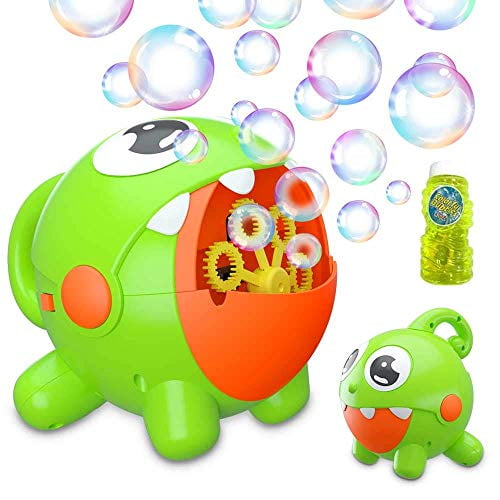 Portable Bubble Maker Toy for Kids Bubble Machine 2 Speed Levels for Party Wedding Indoor Outdoor Activities Not Included Automatic Bubble Blower 2000+ per Min Powered By DC Cable or 4xAA Battery 