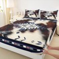thumbnail image 4 of jejeloiu Nautical Aztec Bed Sheets,Cowhide Print Full Size Sheets For Boys,Blue Brown White,4-Piece,1 Flat Sheet, 1 Fitted Sheet and 2 Pillowcases, 4 of 6