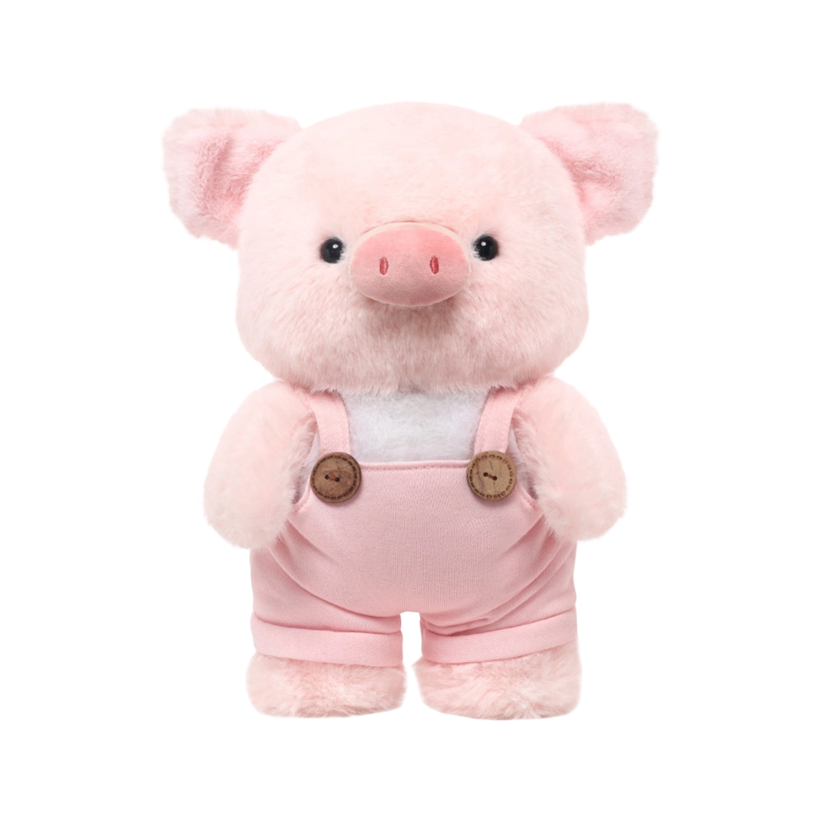 Plush Pig Toy, Stuffed Piggy in Overalls Soft Pink Pig Plushie Soothing Toy for Kids Farm Animal Cuddly Pillow Creative Birthday Gift Adorable Home Decor