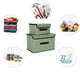 thumbnail image 4 of Juego de contenedores de almacenamiento plegables de tela de lino, caja de almacenamiento plegable, cesta organizadora de contenedores cúbicos con tapa, asas de cuero,, 4 of 5