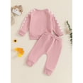 thumbnail image 4 of Suealasg Toddler Boy Girl Fall Outfits 6M 12M 18M 2T 3T 4T Infant Baby Long Sleeve Crew Neck Checkerboard Print Sweatshirt +Sweatpants 2Pcs Tracksuit Clothes Set, 4 of 7