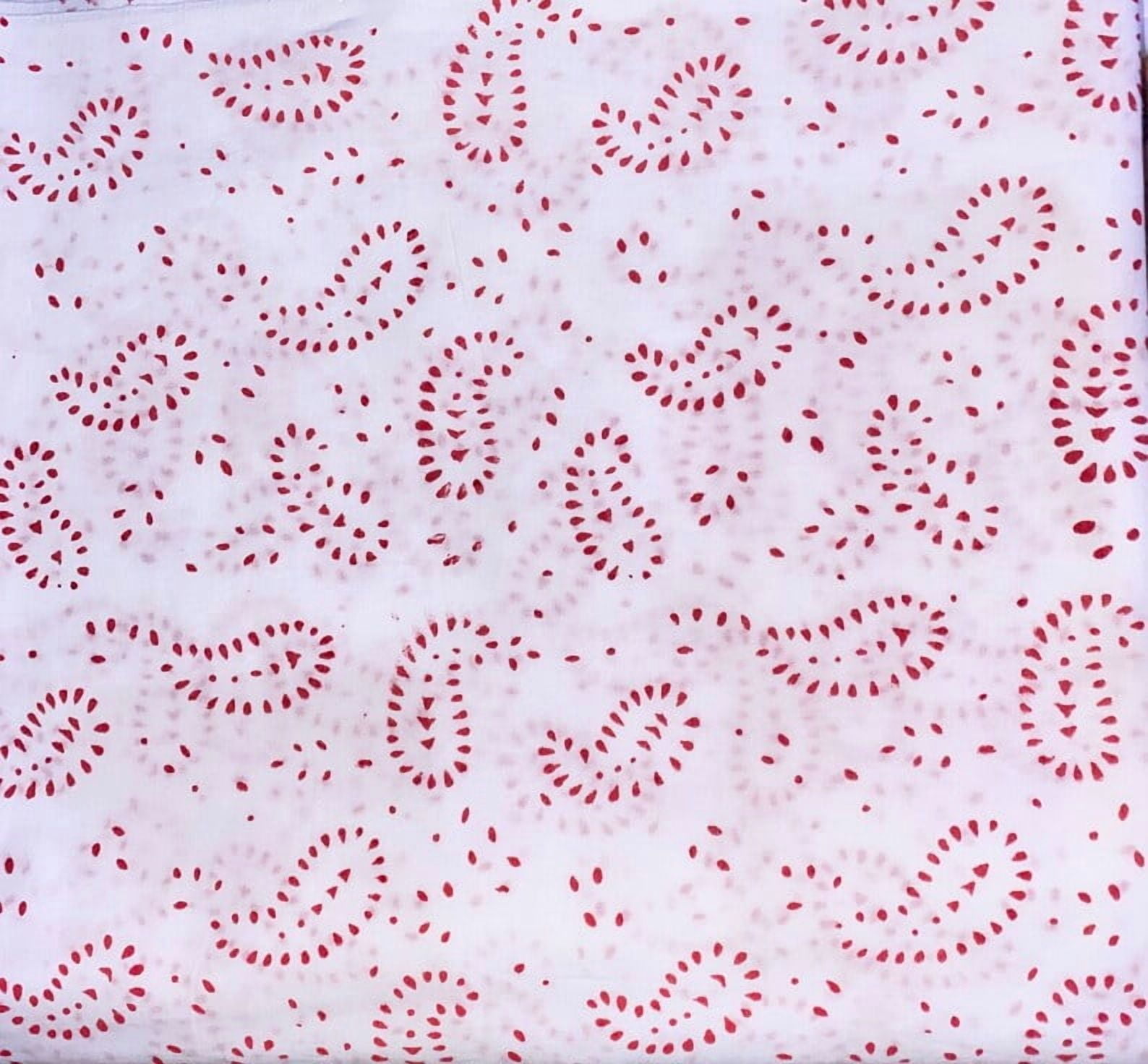 Printofab Vintage Red Cotton Block Print Fabric By The Yard Cloth/Runner/Napkin/Placemat Bohemian Party Event Gift for Mom