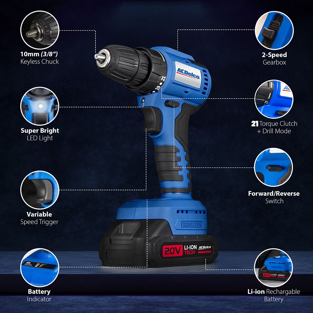 ACDelco 20V Cordless Drill Set with Battery and Charger photo 6