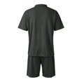 thumbnail image 7 of Havenx Short Sets 2 Piece Outfits for Men Button Down Short Sleeves Drawstring Polo Shirts and Shorts with Pockets Elastic Waist Sweatsuit Sets Casual Summer Vacation Athletic Tracksuit,Dark Gray XL, 7 of 7