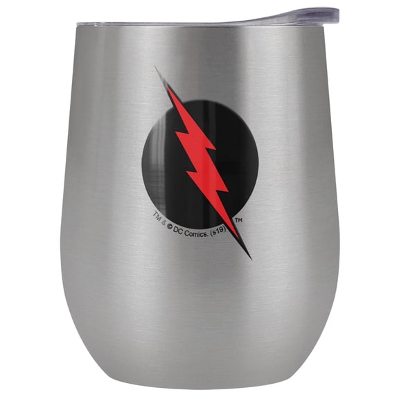 DC Flash - Logo Official Reverse Flash Logo 12 OZ Stemless Wine Tumbler, Stainless Steel Travel Cup|Lake Tumbler|Insulated with Leak Resistant Slide-Lock Lid, Stainless Steel
