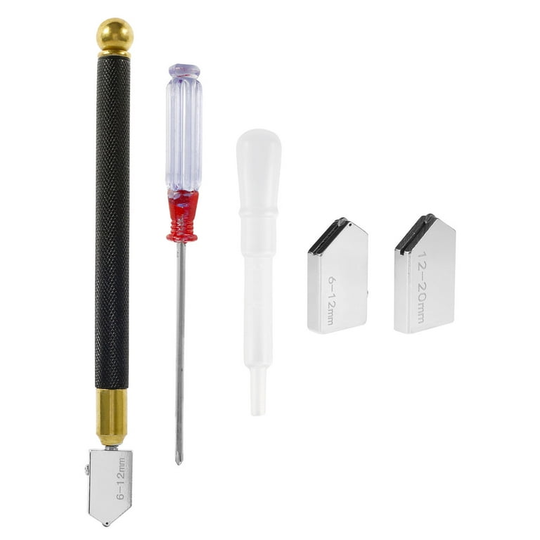Duety Glass Cutter Kit with Cutting Oil, 2mm-20mm Cutting Head, Aotomatic  Oil Feed, Pencil Oil Feed Carbide Tip Glass Cutter Tool 