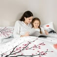 thumbnail image 5 of Homewish Japanese Ukiyoe Bedding Comforter Set,Rustic Cherry Blossom Twin Comforter Sets,Pink White Gray Bedding Set For Girl,Luxury Bedroom Decor Reversible,2pcs, 5 of 8