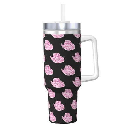 

Susaid Cowboy Hat Print Indoor Outdoor Straw Lid 40oz Ice Bully With Handle Stainless Steel Cup for Home Office and Car