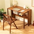 thumbnail image 1 of Space Saving Bamboo Foldable Desk Folding Computer Workstation with Storage Shelf for Small Apartments Offices Multi-Purpose(Brown,103cm/40.6in), 1 of 7