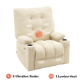 thumbnail image 4 of Large Electric Power Swivel Glider Rocker Recliner, Massage and Heat, USB Ports, Faux Leather, Cream White, 4 of 8