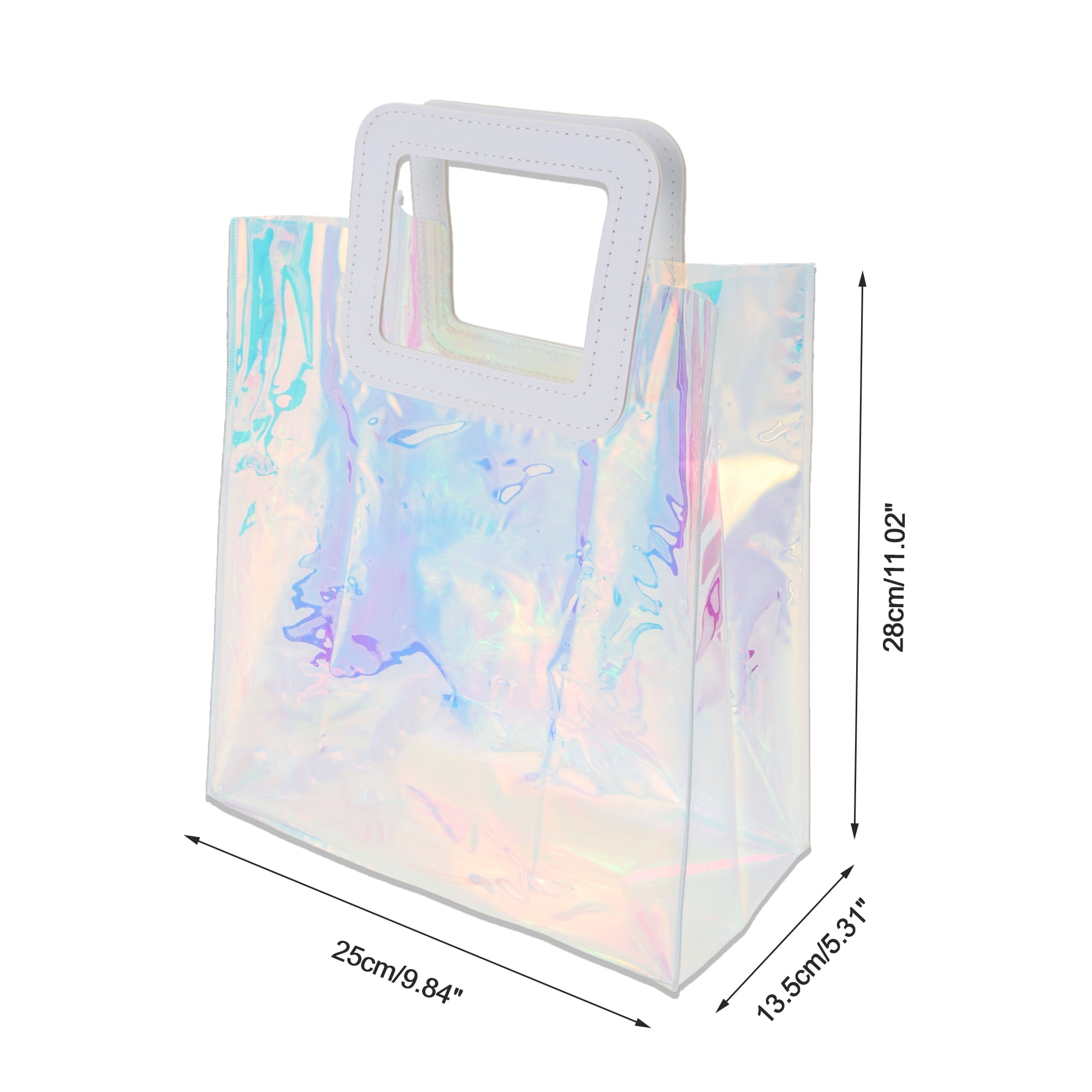 Unique Bargains Square Clear Gift Bag 1Pc White Multicolor 9.84"x5.31"x11.02"