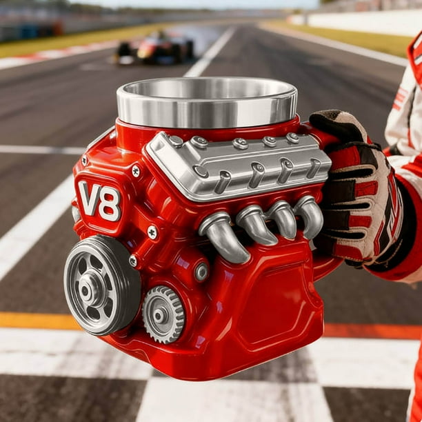 V8 Engine Mug, Personalized Engines Stainless Steel Cup, Retro