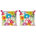 thumbnail image 1 of Ambesonne Floral Throw Pillow Cover 2 Pack, Sixties Inspiration, 18", Multicolor, 1 of 2