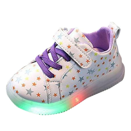 Baby Shoes Girl Formal Sneakers Bling Led Light Luminous Sport Shoes Boys Sneakers Size 3.5 Years-4 Years