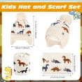 thumbnail image 5 of QKURT Kids Winter Knitted Hat and Scarf Set, Thickening Soft Warm Knitted Beanie Hats Neck Warmer Set with Dinosaur Pattern for 2-6 Years Boys Girls, Beige, 5 of 7