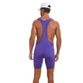 thumbnail image 4 of SOOMLON Men's Wrestling Singlets Athletic Supporters Slim Fit Sport Bodysuit Sleeveless Active Leotard Jumpsuits Body Shaping Underwear High Waist Wrestling Clothes Sports Training Clothes Purple M, 4 of 9