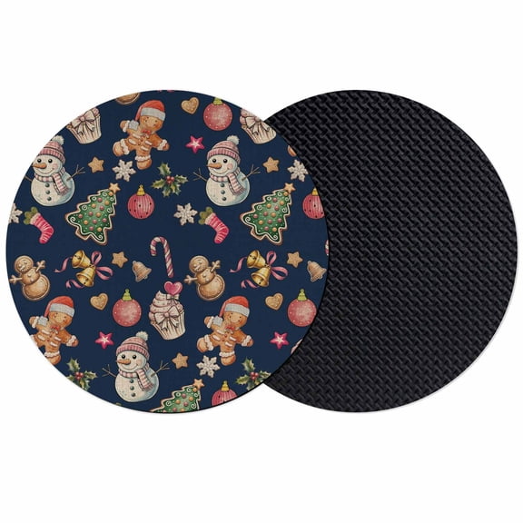 Navy Blue Christmas Coasters Set of 2, Absorbent Coasters for Drinks, Xmas Tree Balls Snowman Gingerbread Coaster for Desk Coffee Table Protection, Home Decor House Warming Gifts 4"