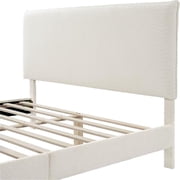 Bowery Hill Modern Boucle Fabric Mattress Ready Queen Bed in White