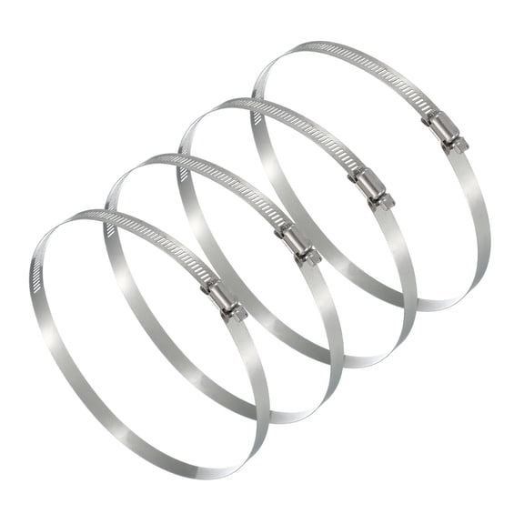 Uxcell 4 Pcs Hose Clamps, 5.55-6.5 Inch 304 Stainless Steel Adjustable Worm Gear Hose Clamp for Plumbing Automotive Hose Fuel Line Pipe Clamps, Silver